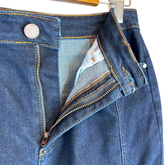 BODEN Pencil Silhouette Skirt Cotton Blend in Blue Stretch Denim Women’s 8 Long - Picture 8 of 14